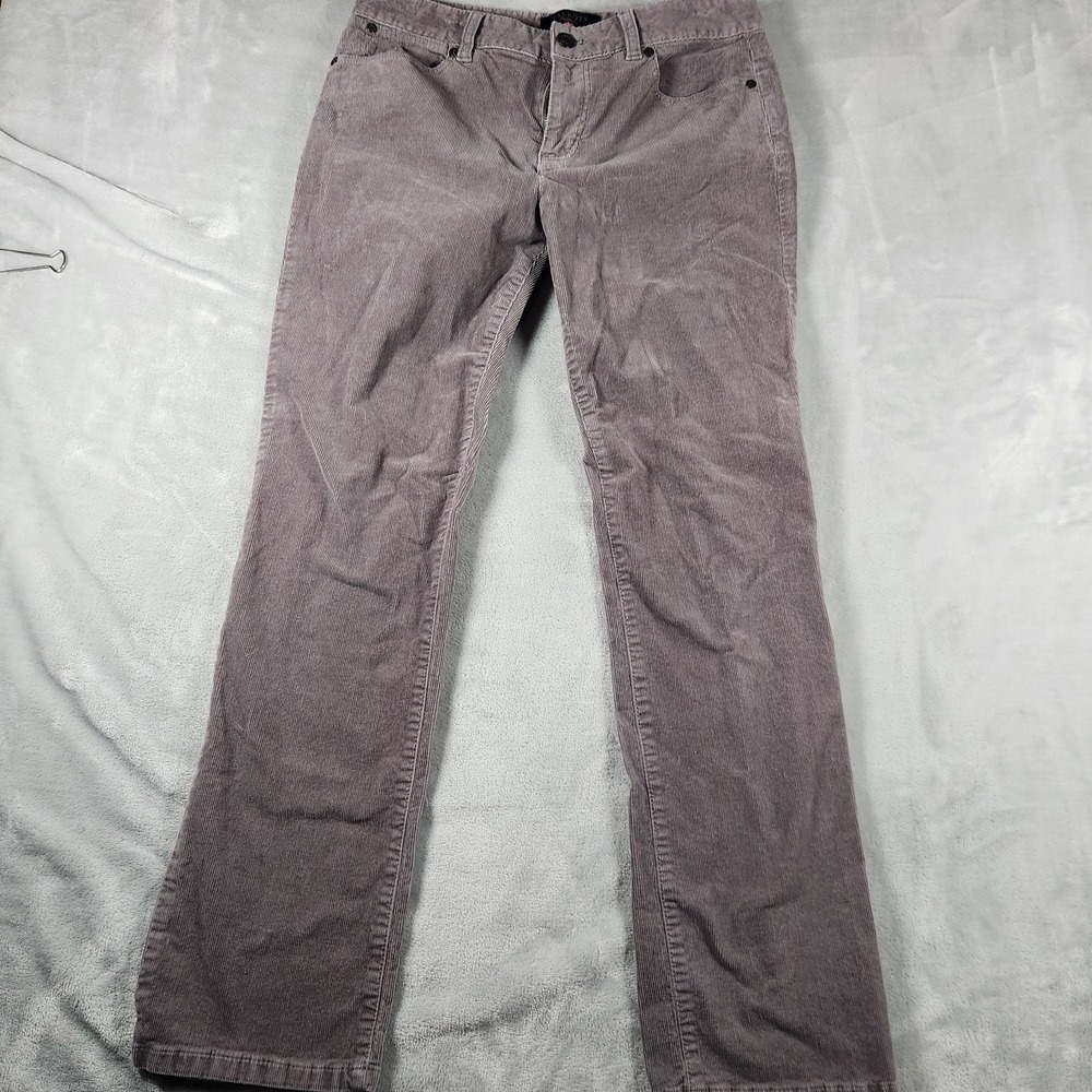 Talbots Heritage Gray Corduroy Pants Sz 8P Straight Leg Casual Preppy Classic